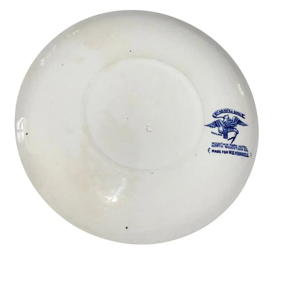 Wm Adams & Sons Souvineer Blue Transfer-ware Plate Mountain Park Hotel NH